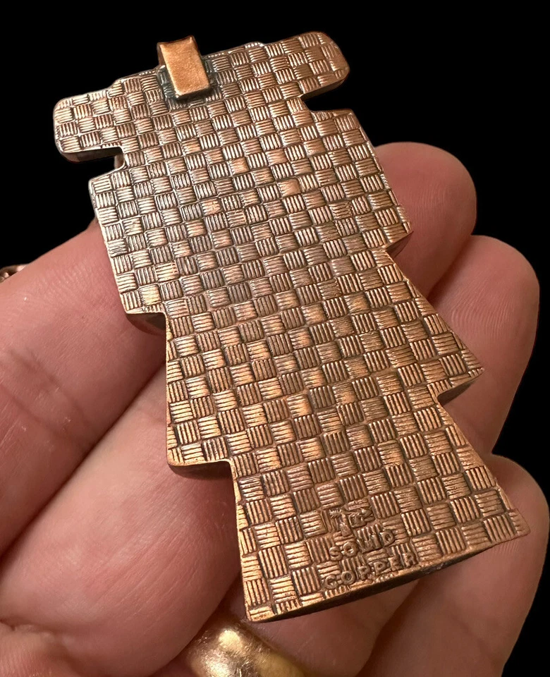 Vintage Pendant Solid Copper Incan Mayan Aztec Figurine Necklace Bell Trade Rare - Image 4 of 4