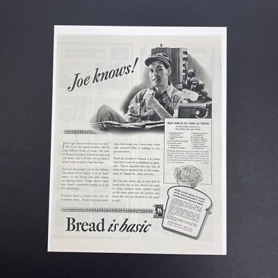 Vintage 1943 Fleischmann's Yeast Bread Is Basic Print Ad