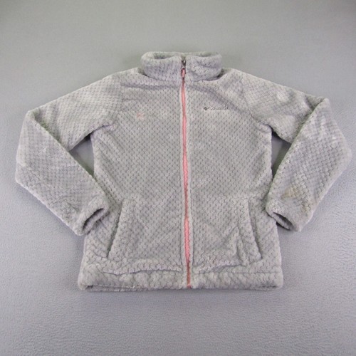Columbia Jacket Girls Large Gray Fleece Zip Up Sweater Soft Coat Kids Youth ^