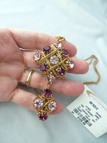 Collana con ciondolo da appendere MONNALUNA colore ametista chiaro e scuro strass - Foto 7 di 11