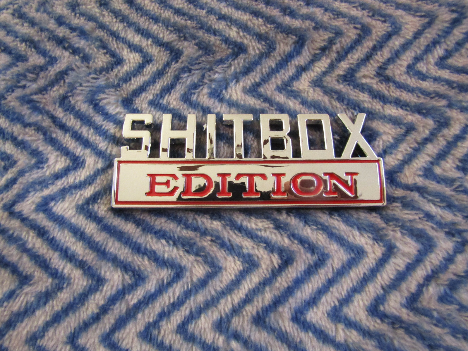 SHITBOX EDITION CRAP CRAPPY JALOPE VEHICLE CAR TRUCK AUTOMOTIVE EMBLEM CHRME/RED eBay