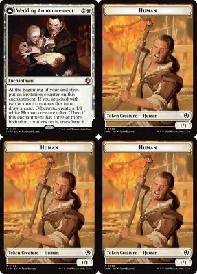 WEDDING ANNOUNCEMENT w/ 3 Human Token mtg NM-M Innistrad Remastered Rare
