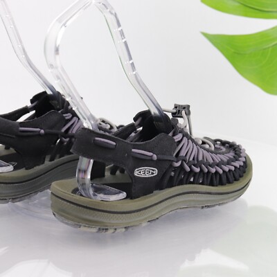 Keen Mens Uneek Sandal Size 8 Bungee Cord Woven Slip On Black