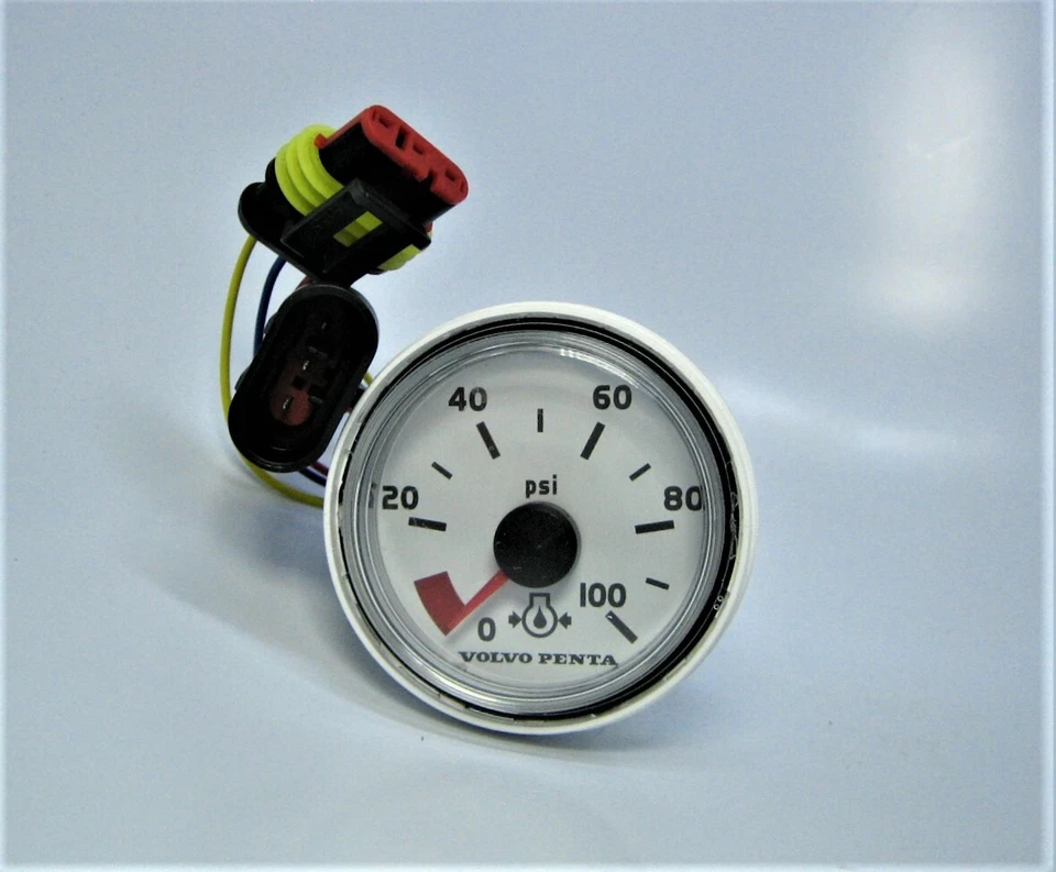 Volvo Penta 874932 *OEM* ~NEW~ Marine 2.25" White 0-100 PSI Oil Pressure Gauge - Image 3 of 4