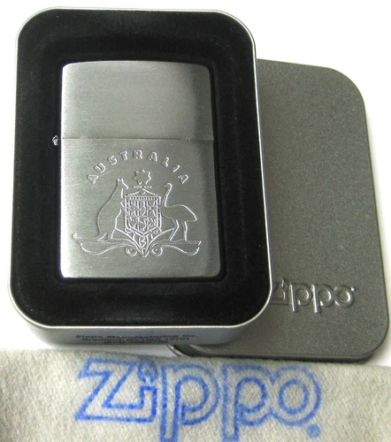 ZIPPO PREVIOUSLY COLLECTED Not Used AUSTRALIA Lighter COAT OF ARMS Kangaroo  Emu