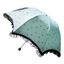 Women Girl Woman Fashion Bow Dots Umbrella with Lace Chiffons Green
