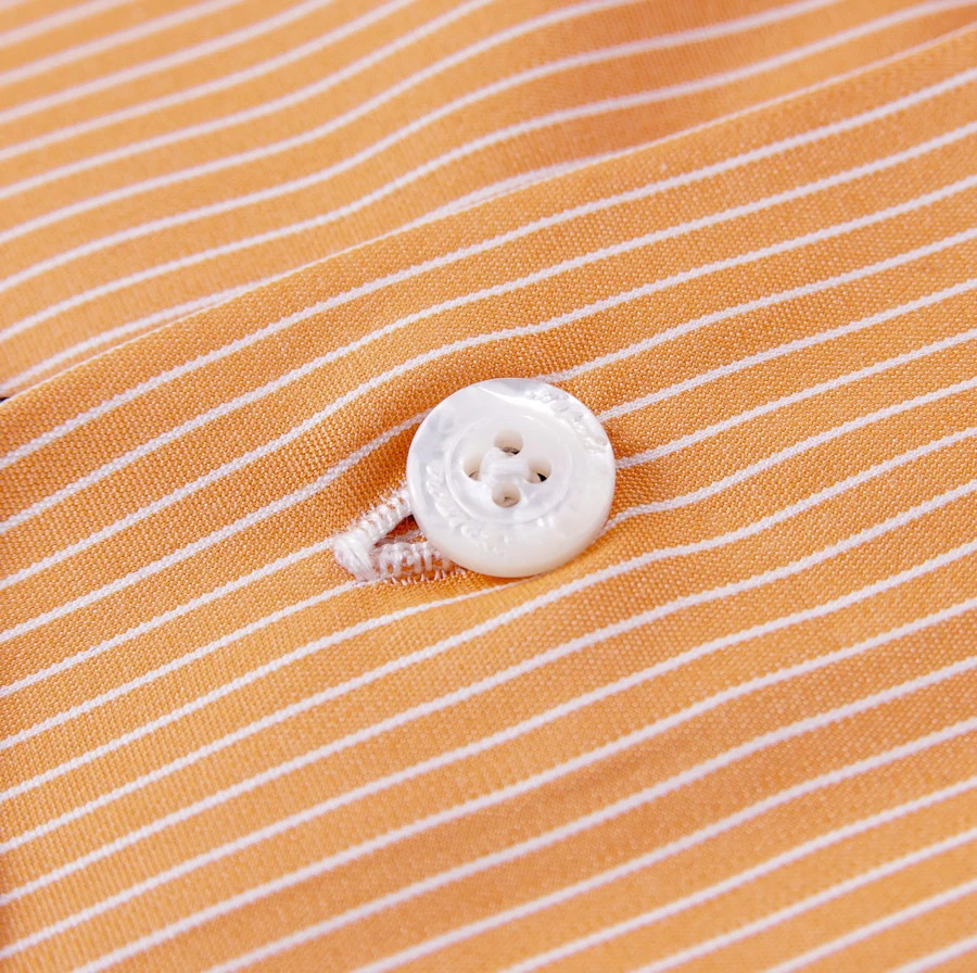 NUEVO CON ETIQUETAS $425 FINAMORE Camisa de Vestir Naranja Rayas Finas Algodón 15.75 x 36 Ajuste Moderno Foto 3 de 4