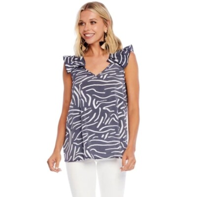 Mud Pie Baby Girl Arielle Women's Sleeveless Ruffle Tank Top Size Small New
