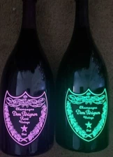 2  EMPTY Bottle Dom Perignon Luminou Rose AND Regular  Champagne Light Up 750 ML