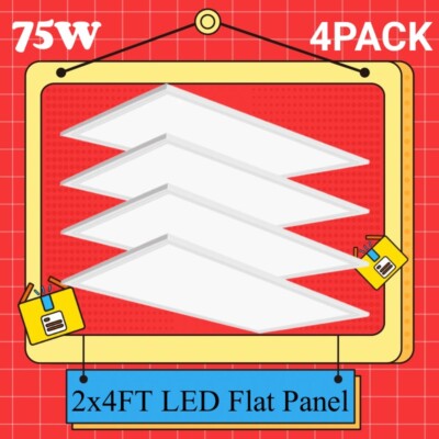 2x4 Foot LED Recessed Troffer Panel, 75Watt, Dimmable Drop Ceiling Light Fixture