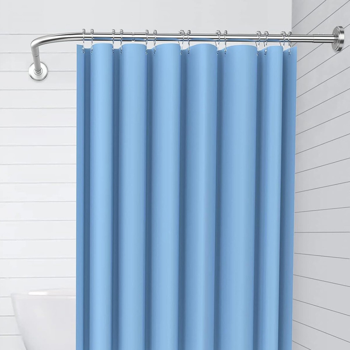 Curved Shower Curtain Rod Adjustable Shower Rod Rustproof for - Main Image