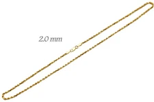 14k Solid Yellow Gold Rope Chain Bracelet 2mm Men's Women Size 8"