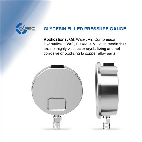 2.5" LIQUID FILLED PRESSURE GAUGE 0-1000 PSI, STAINLESS STEEL CASE LOWER MOUNT - Picture 4 of 6