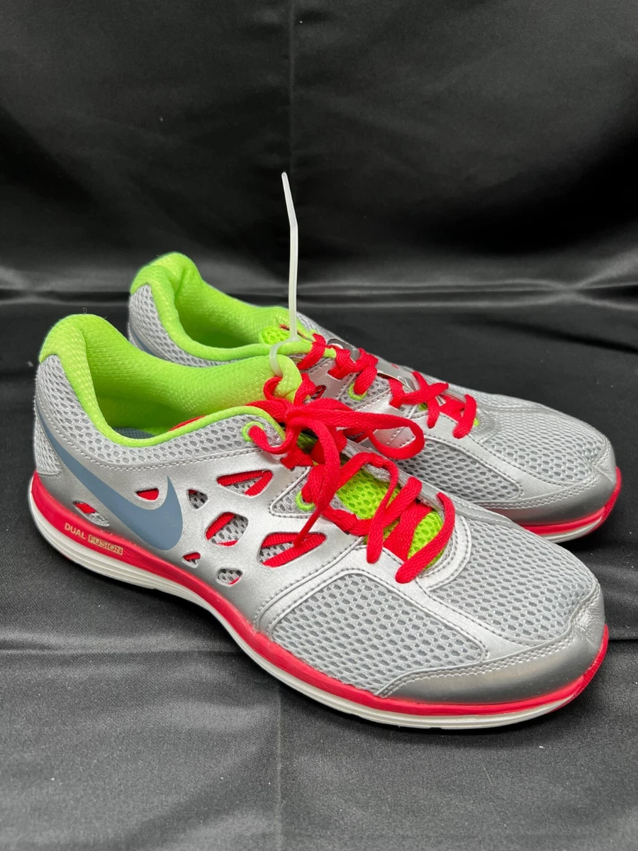 Nike Dual Fusion Lite Women s Silver Red Running Shoes Size 7.5 599560 001