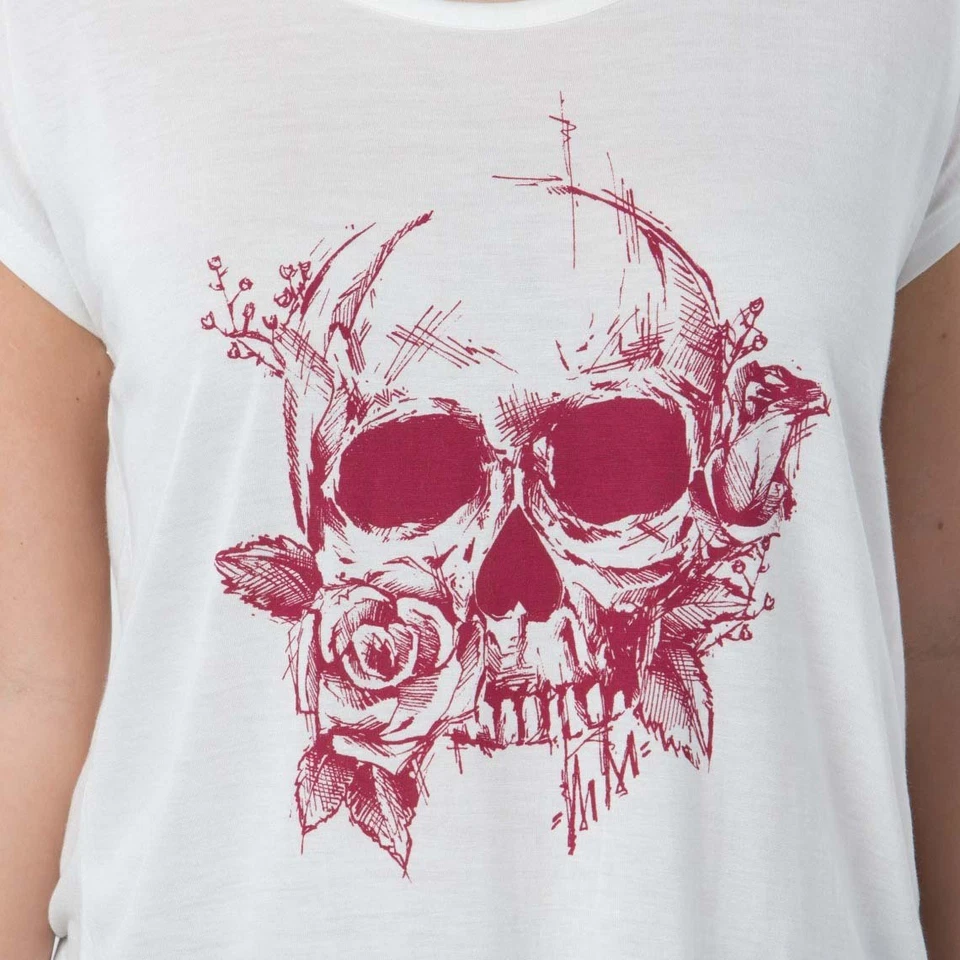 Sexy Top Mulisha de Metal para Mujer Kalet Calavera y Rosas Natural Blanco Rosa Claro  Foto 3 de 3