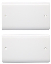 2x Securlec 2 Gang Double Blank Plate Wall Socket Cover Curved Edge Screw- White