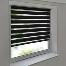 Duorollo Vario Doppel Rollo ohne Bohren Kettenzug Seitenzug Wand Fenster schwarz