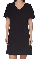 Nicole Miller Linen-blend Tucked-hem ESSENTIAL LITTLE BLACK DRESS  Sz Large