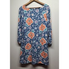 Old Navy Mini Dress Women Size L Blue Floral Lined Feminine Party Cocktail