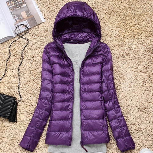 Women's 90% Duck Down Coat Ultralight Ladies Jacket Short Hooded Puffer Jacket - Picture 12 of 34