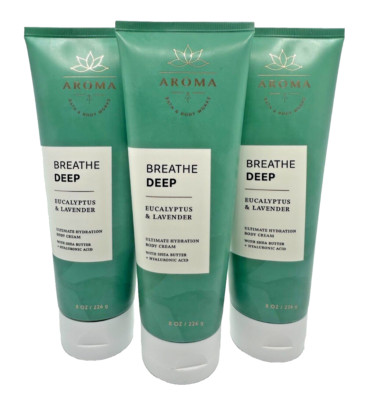 Bath & Body Works LOT 3 Aroma Breathe Deep Eucalyptus Lavender Body Cream Lotion