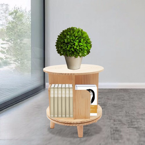 Bookshelf Organizer 360° Rotating Bookcase Storage Shelf Rack Floor Standing - Picture 3 of 17