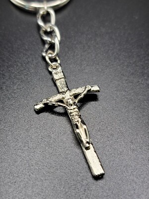 Old NR Jesus Christ Cross Necklace Keychain or Pendant silver Tone