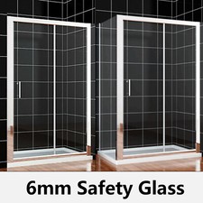Sliding Shower Enclosure Door And Tray Walk In 6/8mm Glass Cubicle Side Panel