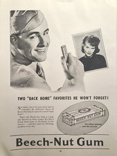 Beech-Nut Chewing Gum Back Home Favorites Photo Girl GI Vintage Print Ad 1943