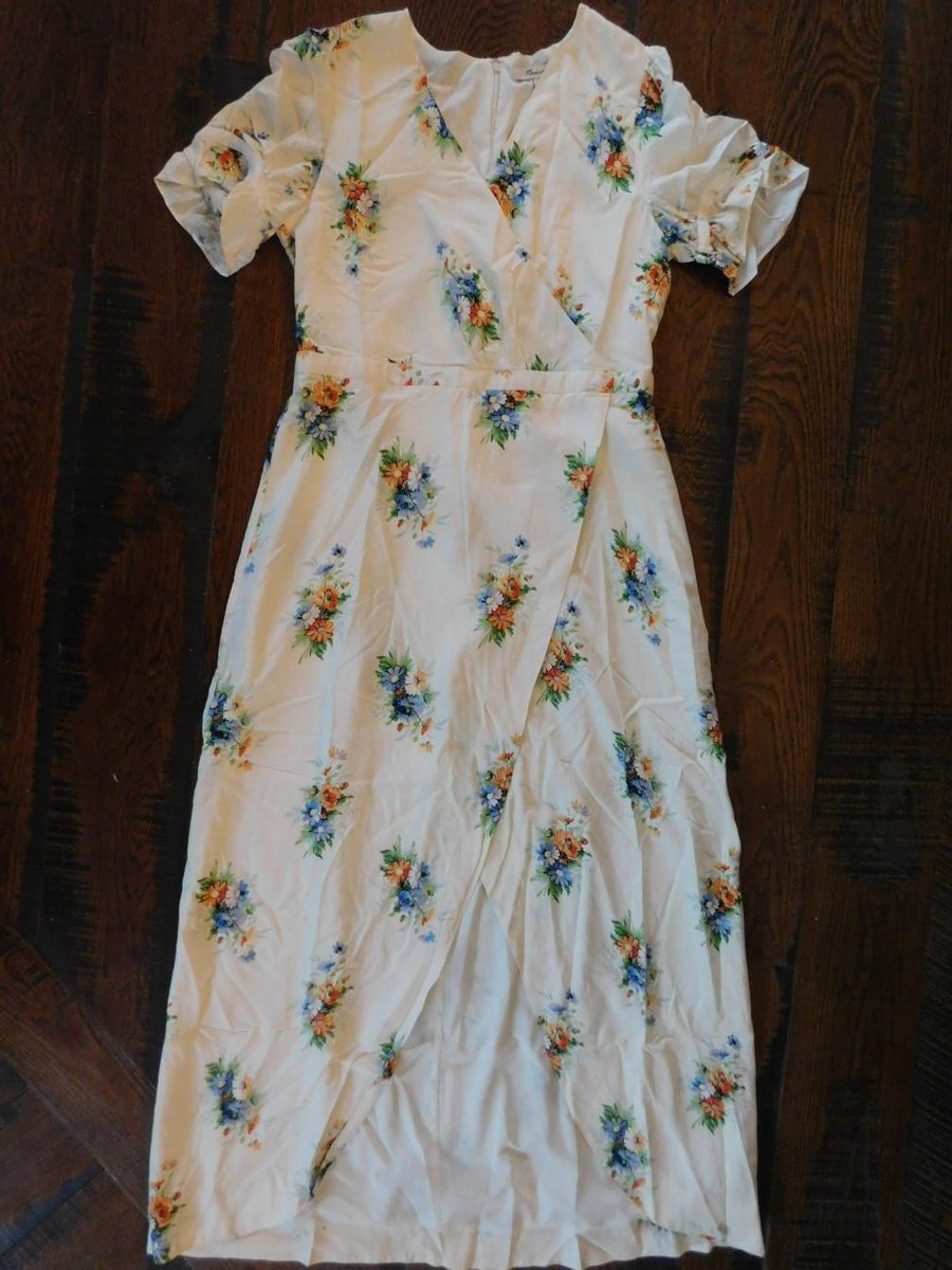 Madewell $118 Ruffle-Sleeve Maxi Dress in Classic Corsage 10 Cream L3303