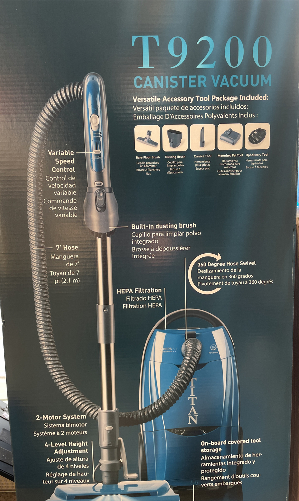 Titan T9200 Canister Vacuum Cleaner HEPA Filter Quick Release Power