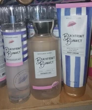 3 pc Bath and Body Works BEACHFRONT BLANKET MIST, BODY CREAM & SHOWER GEL set