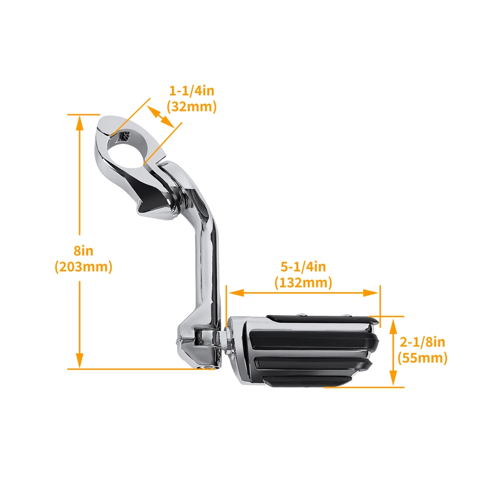 Clavijas de pie largas cromadas para Harley Road King Street Glide barra de 1,25" 1-1/4" Foto 2 de 4