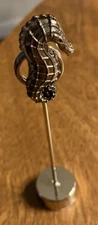 Sea Horse Metal Note Picture Postcard Greeting Card Holder Desktop Mantle 4.75”