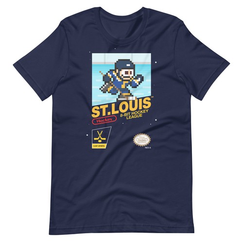 Saint Louis Blues Hockey Team Jersey 8-bit Retro NES Nintendo Tee T-Shirt - Picture 5 of 13