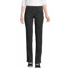 NEW Lands' End Size 10 Black Straight Leg Jeans High Rise Sustainable Recover