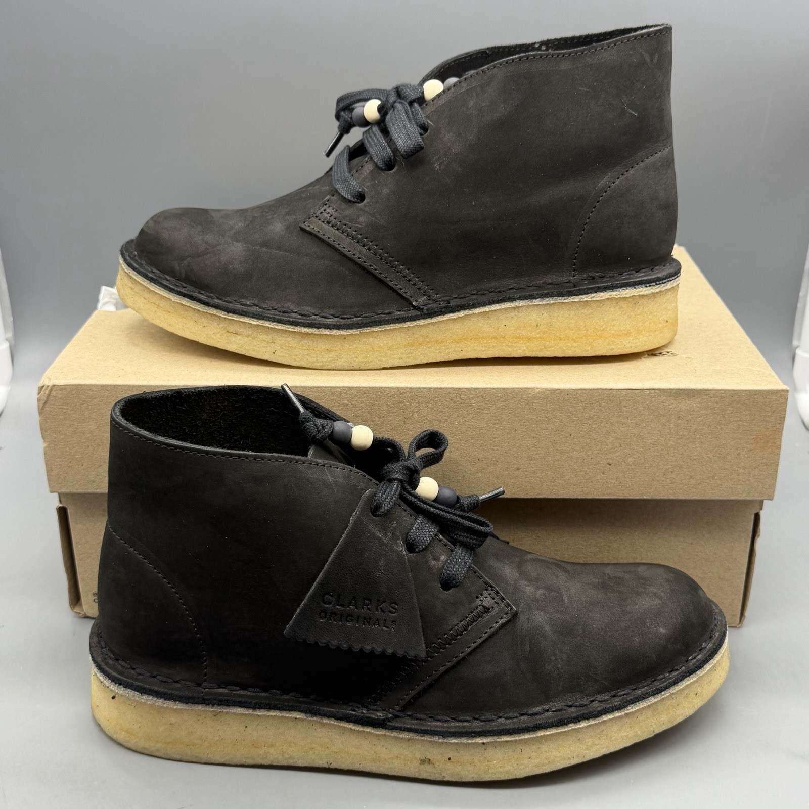 Clarks Originals DESERT COAL Women’s Size 6.5 M Black Nubuck Leather Boots NWB!