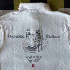 Vintage Apple Computer Cat Polo Shirt Rare Tech Cartoon Tee Own A Mac 1987 80s M
