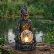 Garden Hero Solar Buddha Figur LED Farbwechsel Garten Deko Crackle  310371