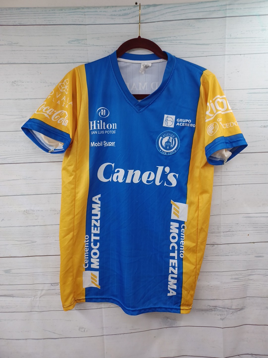 Atletico San Luis Canels Blue Yellow soccer Jersey Mexico Futbol M Corona