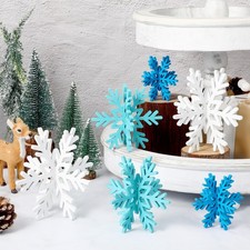 12 Pcs Wooden Snowflake Table Decor 3D Snowflake Tabletop Signs and Centerpie...