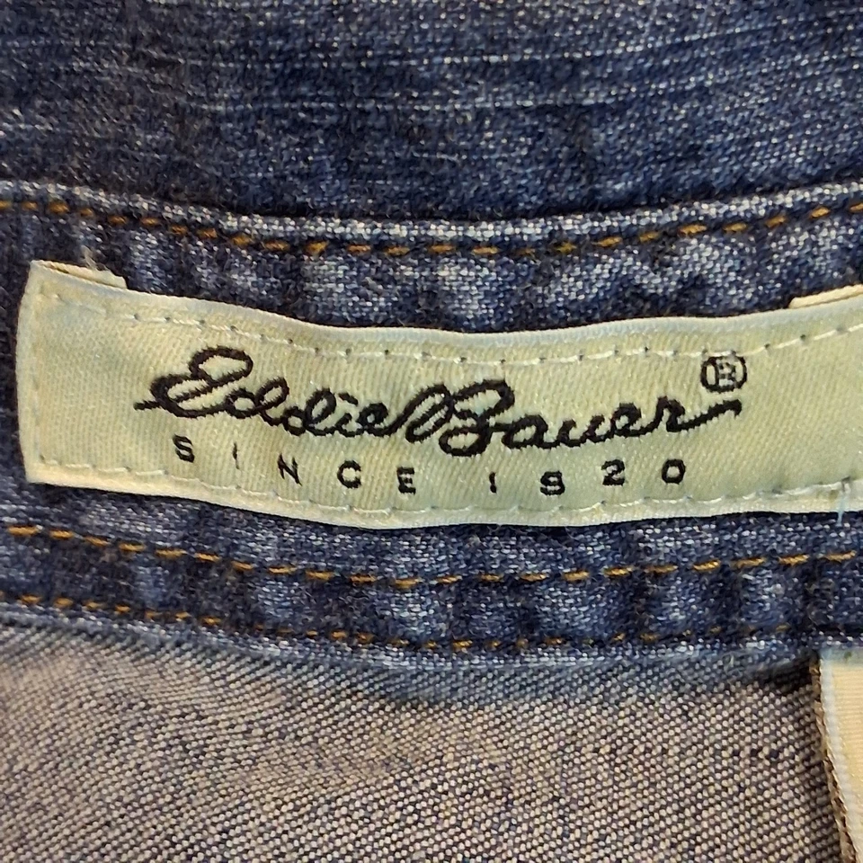 Vintage EDDIE BAUER Women's Long Sleeve Maxi Denim Shirt Dress Blue Size XL - Image 2 of 4