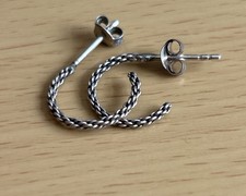 925 Silver Small  Hoop Earrings / Textured Design