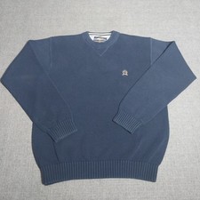 Tommy Hilfiger Tight Knit Sweater Large Navy Blue V Neck