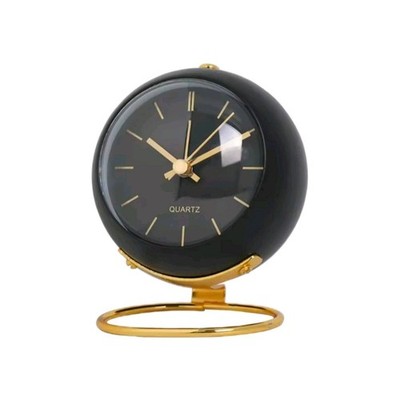 Leiser Nachttischwecker nicht tickend Retro minimalistisch Metall Tischuhr schwarz