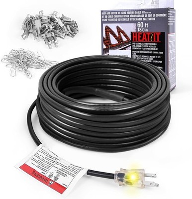 HEATIT HIRD 120ft Roof & Gutter De-Icing Heating Cable Kit 5W/ft Snow Melt- NEW