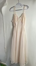 Vintage 60s Women Nylon Lace Night Dress Size Small