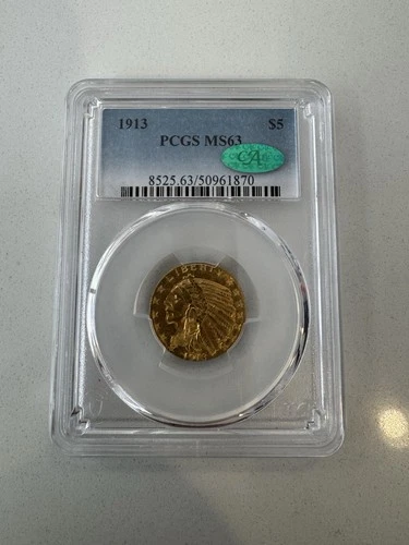 1913 $5 Indian Head Gold PCGS MS 63 CAC
