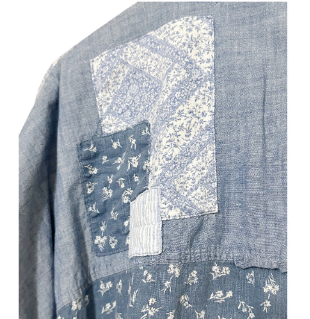 American Eagle Patchwork Oversized Button Down Sh… - image 4