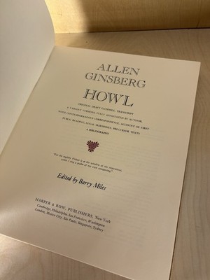 HOWL By Allen Ginsberg & Barry Miles 1986 1st Edition Harper & Row HC
